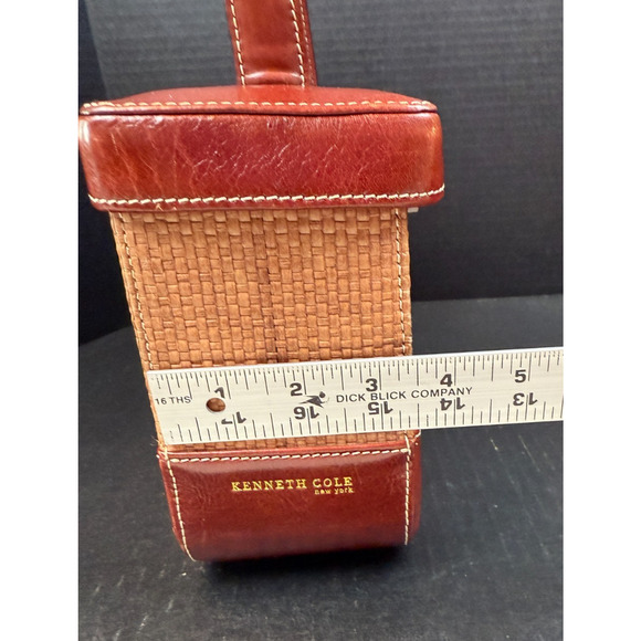 Kenneth Cole Leather and Straw Basket Top Handle Handbag Purse - Picture 14 of 16